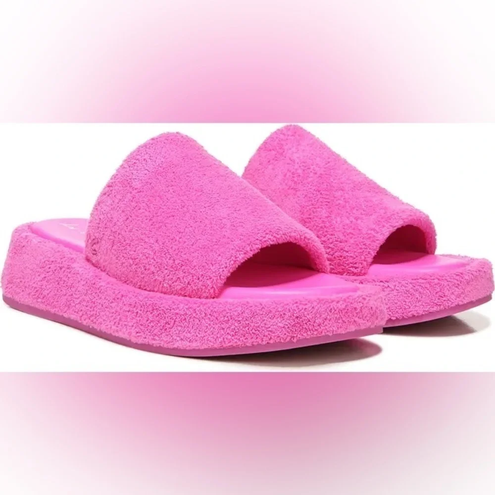 NWOT Circus by Sam Edelman Latasha Pink Terry Wedge Slide Sandals 7 - Picture 6 of 14